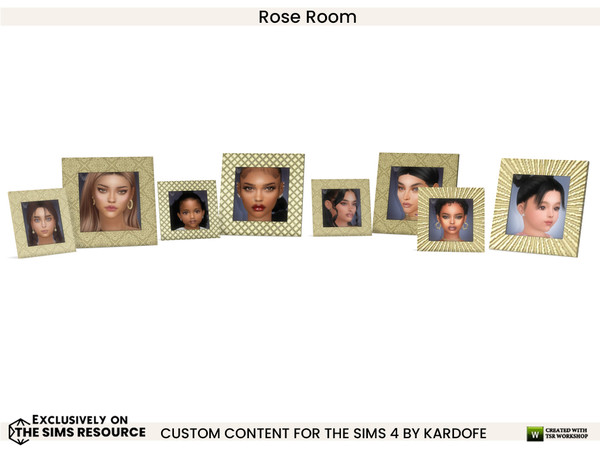 Sims 4 — Rose Room Photo frames by kardofe — Table frame, decorative, in four colour options The images of the frames are
