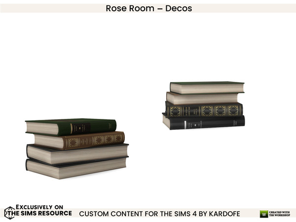 Sims 4 — Rose Room Books 2 by kardofe — Group of books, laid out, decorative