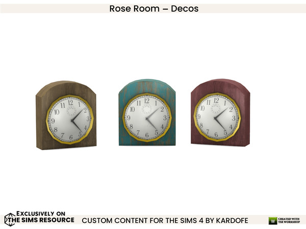Sims 4 — Rose Room Watch by kardofe — Decorative table clock, decorative, in three colour options