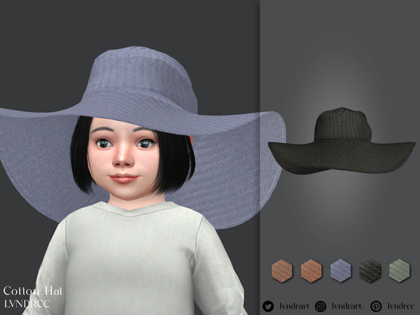 Sims 4 — Cotton Hat [Toddlers] by LVNDRCC — Bucket style, hat in with coarse texture in soft, toned spring and summer