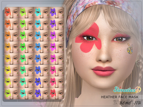 Sims 4 — Simxties-Heather Face Mask [HQ] by Benevita — Simxties-Heather Face Mask Costume Makeup Category HQ 32 Swatches