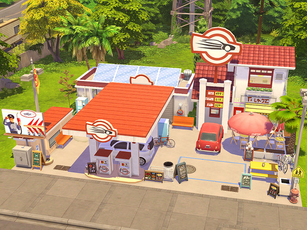 Sims 4 — Gas Station Bar - no CC by Flubs79 — here is a bar for your Sims which looks like a gas station the size of the