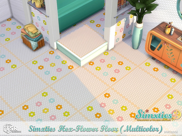 Sims 4 — Simxties Hex-Flower Floor (Multicolor) by nolcanol — Simxties Hex-Flower Floor (Multicolor): 6 swatches