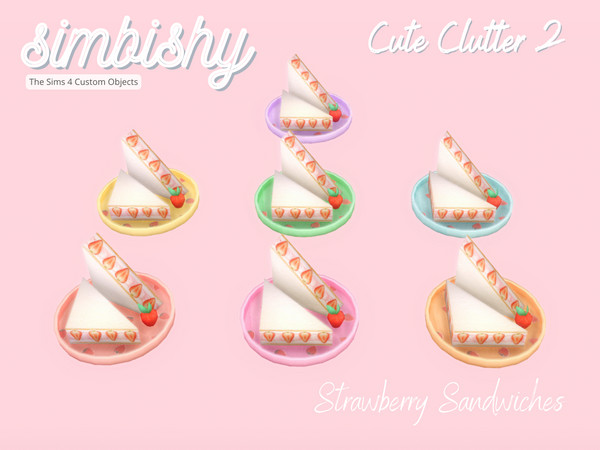 Sims 4 — Cute Clutter - Strawberry Sandwiches by simbishy — A cute dish of strawberry sandwiches.
