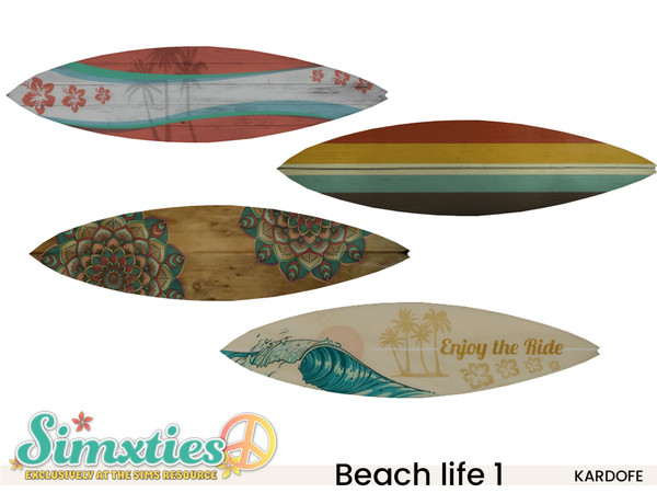 Sims 4 — Simxties_kardofe_Beach life 1_Surfboard by kardofe — Surfboard for wall decoration, in four different options