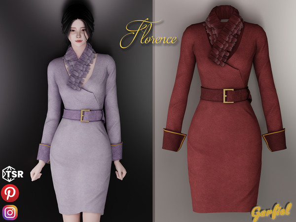 Sims 4 — Florence -  Fashionable velor dress by Garfiel — Fashionable dress straight from the collections of the 90s.