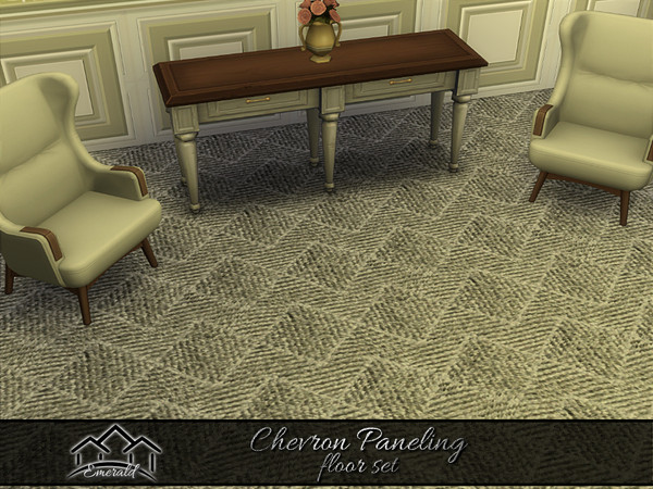 Sims 4 — Chevron Paneling Floors 4 by Emerald — Create an accent wall perfect and unique look with chevron design.