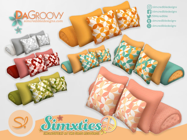 Sims 4 — Simxties Da Groovy Cushions by SIMcredible! — by SIMcredibledesigns.com available exclusively at TheSimsResource