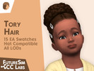 Sims 4 — Tory Hair for Toddlers by FutureSim_CC_Labs — A curly high bun with barrettes. - Base game compatible - Maxis