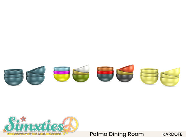 Sims 4 — Simxties_kardofe_Palma Dining Room_Bowls by kardofe — Group of decorative bowls, stacked in two piles, in four