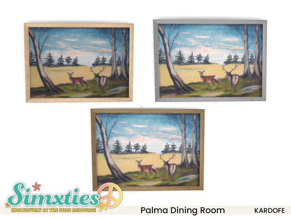 Sims 4 — Simxties_kardofe_Palma Dining Room_Picture by kardofe — Typical 60's painting, with nordic landscape with deer,