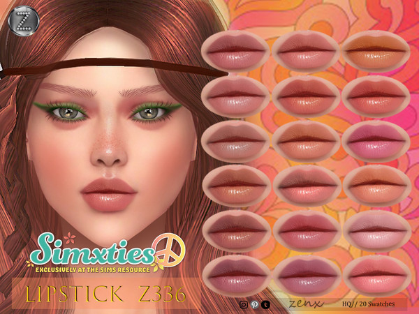 Sims 4 — [ZENX] Simxties LIPSTICK Z336 by ZENX — -Base Game -All Age -For Female -10 colors -Works with all of skins