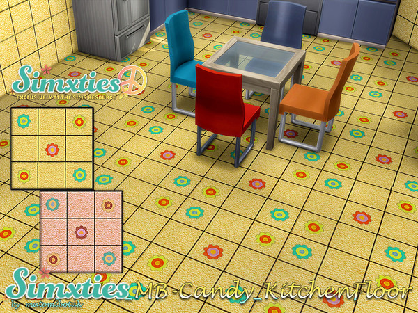 Sims 4 — Simxties_MB-Candy_KitchenFloor by matomibotaki — 60's style kitchen tiles floor, in 2 color variations, each
