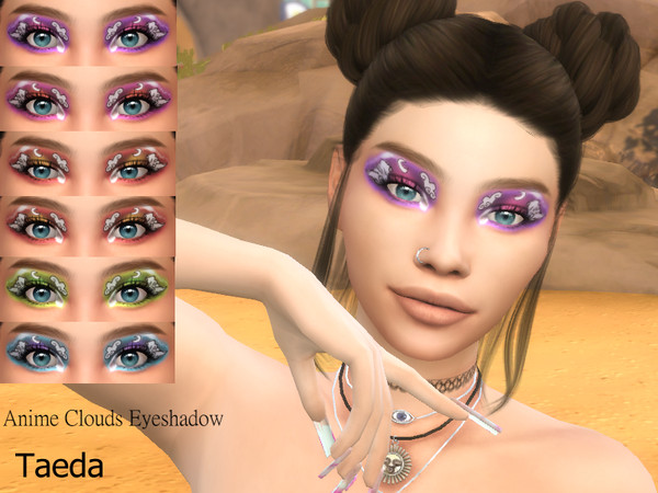 Sims 4 — Anime Clouds by Taeda — An eyeshadow of what I call Anime Clouds. Comes in 6 swatches :)
