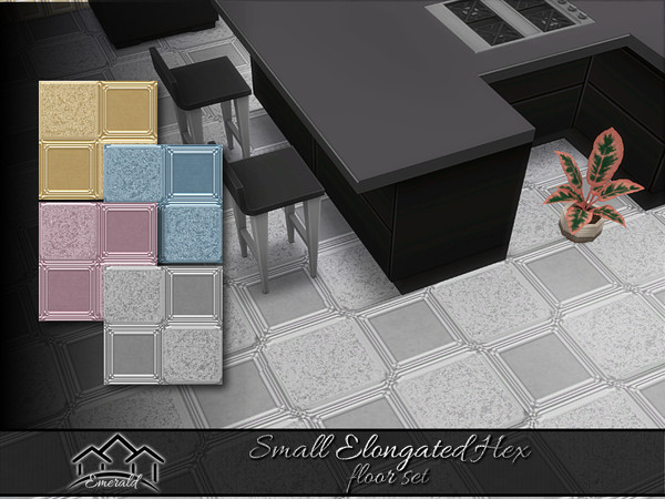 Sims 4 — Small Elongated Hex floor set by Emerald — Hex tiles will make a cool statement in the kitchen.
