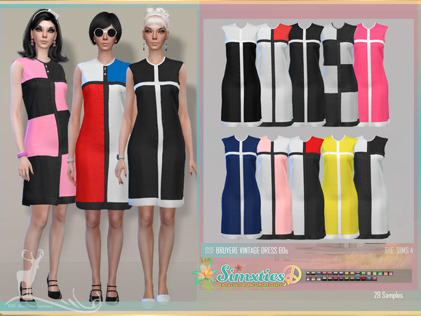 Sims 4 — SIMXTIES_BRUYERE VINTAGE DRESS  by DanSimsFantasy — Vintage straight dress inspired by the 60s. You have: 29