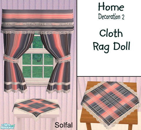 Sims 2 — Home Decoration Cloth Rag Doll by solfal — New recolours for my cloth that can be placed on 1 tile tables. As I