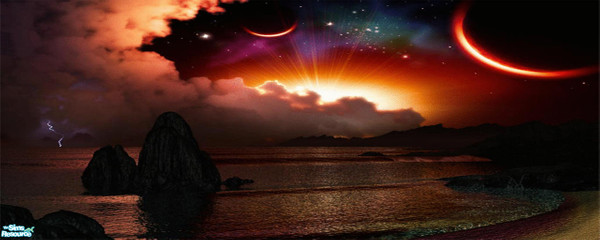 Sims 2 — Sunset  by TheMistress666 — Deco Paint Mural, comes in 5 sections, for modern homes to Vampire nightclubs (well,