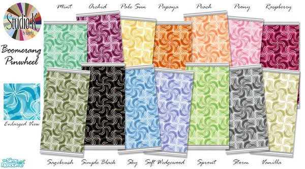 Sims 2 — Studio K Boomerang Pinwheel Set 2 by StudioKhagerks — 15-28 of 28 colors. Can be found under Wallpapers.