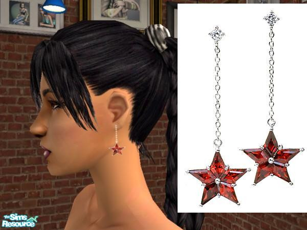 Sims 2 — Ruby Star Earrings by joannejt2003 — 