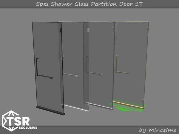 Sims 4 — Spes Shower Glass Partition Door 1T by Mincsims — Basegame Compatible 4 swatches Animated