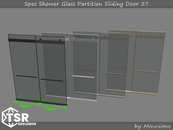 Sims 4 — Spes Shower Glass Partition Sliding Door 2T by Mincsims — Basegame Compatible 4 swatches Animated
