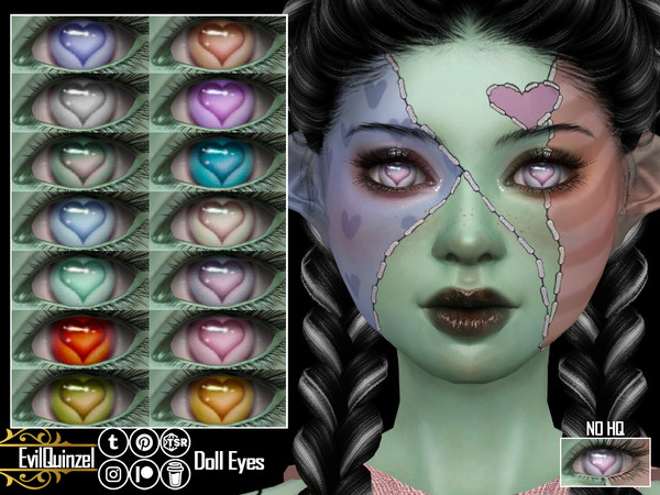 Sims 4 — Doll Eyes by EvilQuinzel — Heart shape eyes for a beautiful doll look. - Facepaint category; - Female and male;