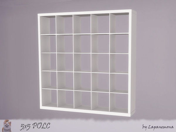 Sims 4 — 5x5 POLC shelving unit by Lapanemona — 5x5 POLC - 381 poly, 6 swatches