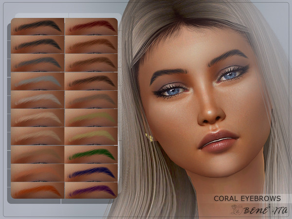 Sims 4 — Coral Eyebrows [HQ] by Benevita — Coral Eyebrows HQ 20 Swatches For Female and Male (Teen to Elder) I hope you