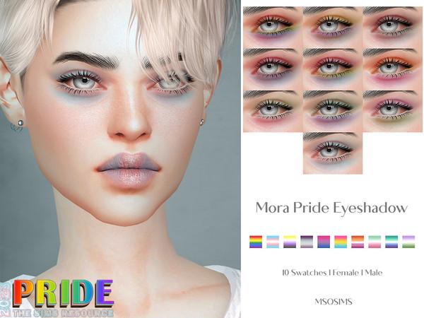 Sims 4 — Mora Pride Eyeshadow by MSQSIMS — This pride eyeshadow is available in 10 swatches.