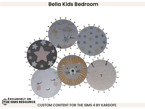 Sims 4 — Bella Kids Bedroom Rug by kardofe — Children's rug, round, with tassels, in six colour options