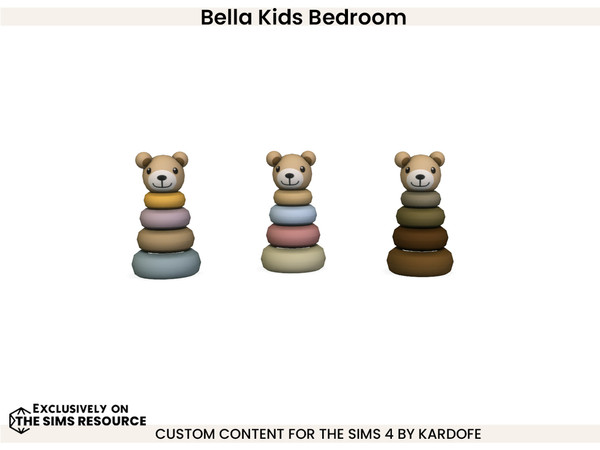 Sims 4 — Bella Kids Bedroom teddy bear by kardofe — Children's decoration, ring set and teddy bear head, in three colour