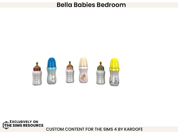 Sims 4 — Bella Babies Bedroom Baby bottles by kardofe — Decorative baby bottles, in two colour options