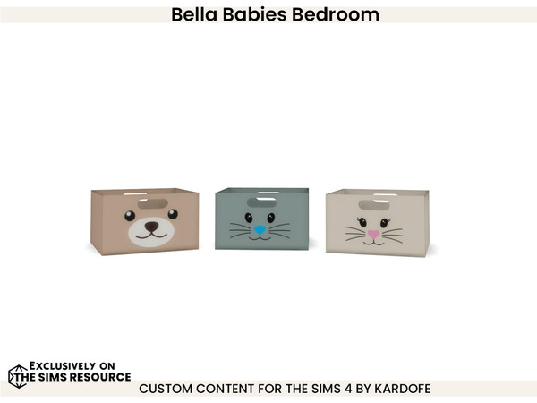 Sims 4 — Bella Babies Bedroom Box by kardofe — Decorative boxes, for changing table shelves, in three colour options