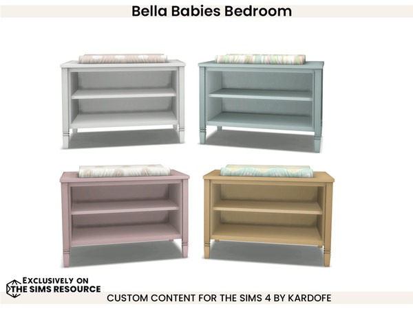 Sims 4 — Bella Babies Bedroom Changing table by kardofe — Children's changing table, functional, in four colour options