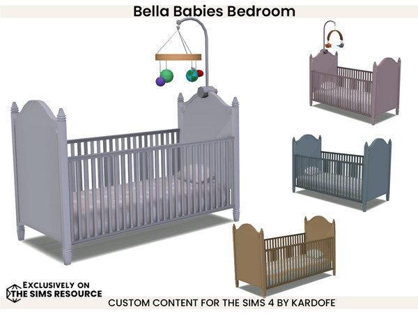 Sims 4 — Bella Babies Bedroom Cradle by kardofe — Children's cot, stylish, classic, in four colour options