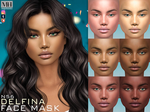 Sims 4 — [Patreon] Delfina Face Mask N56 by MagicHand — Latina beauty face in 6 skin color variations - HQ Compatible.