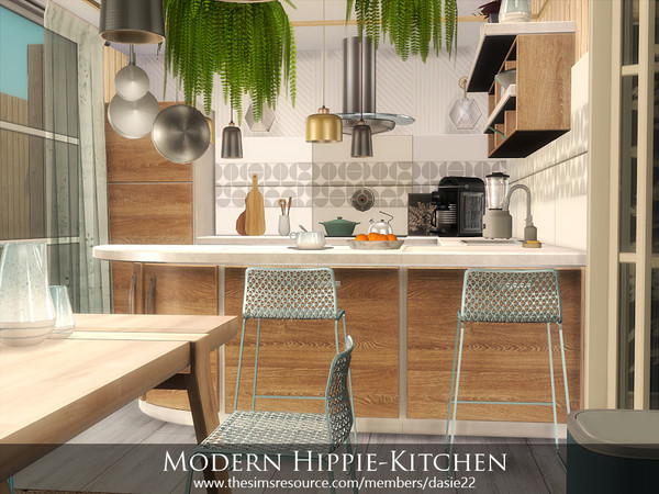 Sims 4 — Modern Hippie-Kitchen by dasie22 — Modern Hippie-Kitchen is a kitchen with an unformal dining. Please, use code