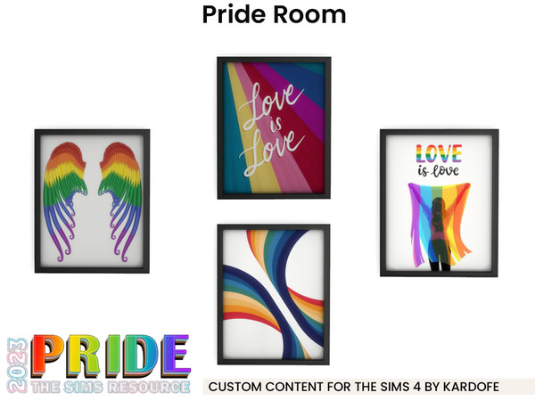 Sims 4 — kardofe_Pride Room_ Picture by kardofe — Wall picture, with Pride-themed prints, in four different options