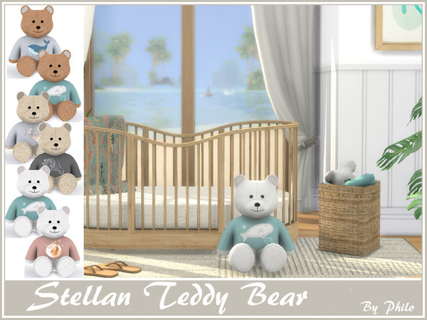 Sims 4 — Stellan Teddy Bear by philo — A cute teddy bear for boho nursery 6 Swatches