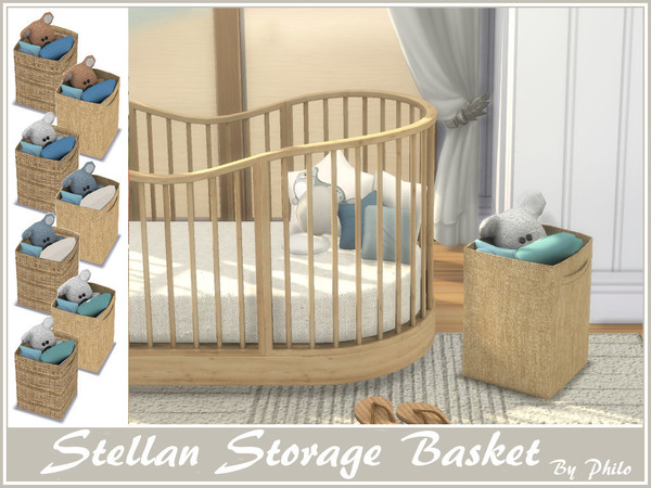 Sims 4 — Storage Basket by philo — A basket where to store toys 8 Swatches