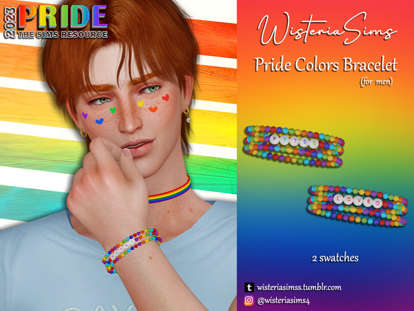 Sims 4 — Pride Colors Bracelet for men by WisteriaSims — **FOR MEN **NEW MESH *TEEN TO ELDER - Bracelet Category (Wrist