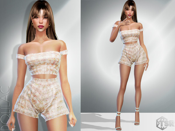 Sims 4 — Sequin Boucle Crop Top [SET] DO940 by DOLilac — Custom thumbnail New Mesh 4 Colors Adult-Elder-Teen-Young Adult