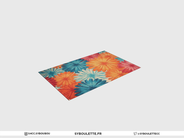 Sims 4 — Fabulous - Flower rug by Syboubou — 3x2 rug with flower pattern available in many swatches.