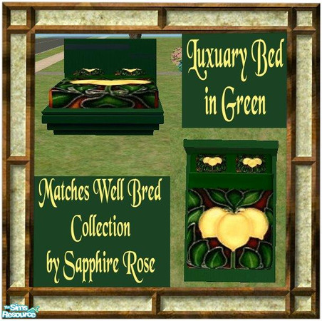 Sims 2 — Luxuary Bed by rclason68 — The Luxuary Bed in Green Matches my Well Bred Collection. Bedding is just something
