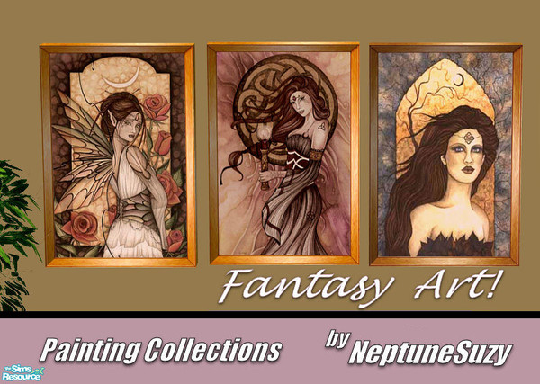 Sims 2 — NSC Painting Set69 - Fantasy by Neptunesuzy — Your Sims will love these Fantasy Fairy Paintings! Enjoy!