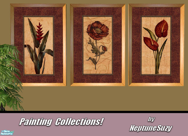 Sims 2 — NSC Painting Set68 by Neptunesuzy — Your Sims will love these Autum Brown Colored Floral Paintings! Enjoy!