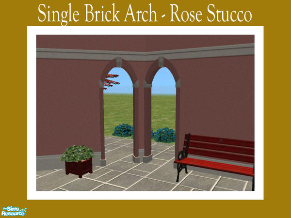 Sims 2 — Single Brick Arch - Rose Stucco by Shakeshaft — Part of a new mesh Set of a Single Archway with straight and