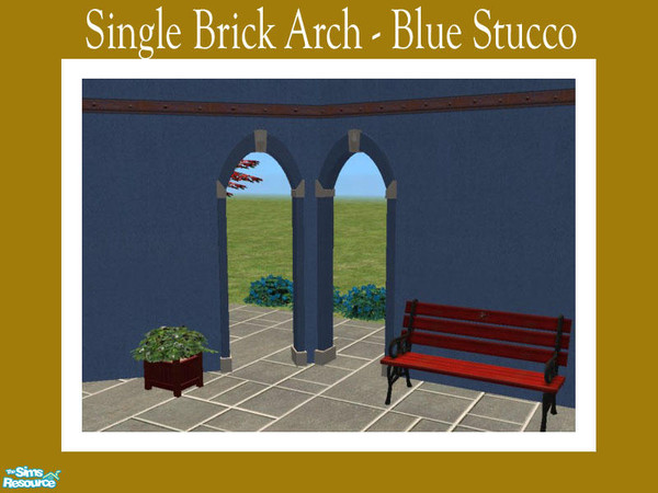 Sims 2 — Single Brick Arch - Blue Stucco by Shakeshaft — Part of a new mesh Set of a Single Archway with straight and