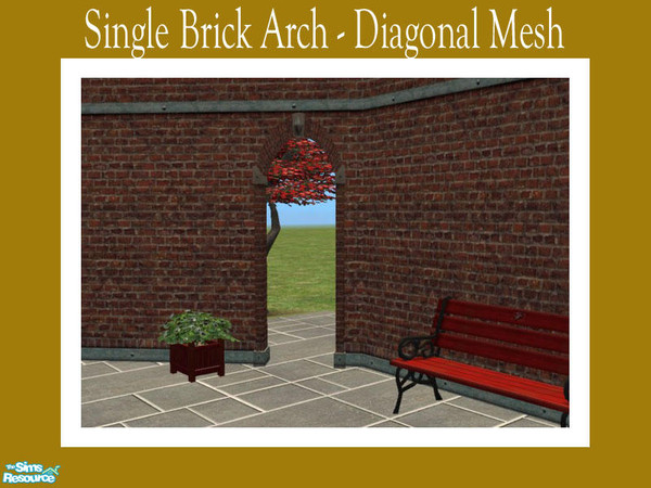 Sims 2 — Single Brick Arch Diagonal Mesh by Shakeshaft — Part of a new mesh Set of a Single Archway with straight and